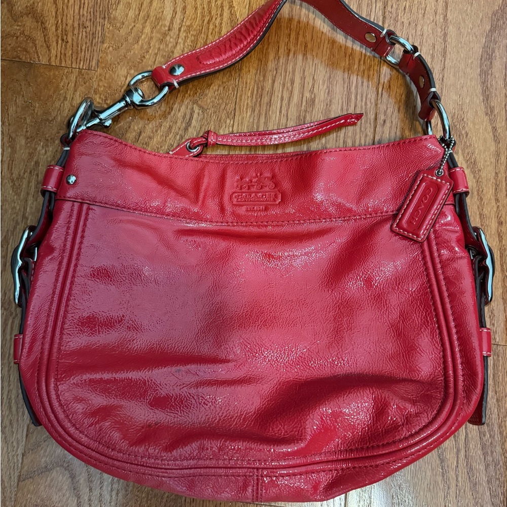 Coach Red Leather Crescent Shoulder Bag